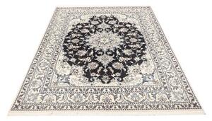 Tappeto Nain Kashmar Medaglione Floreale Blu Scuro Avorio 148x202 Cm