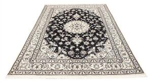 Tappeto Nain Kashmar Medaglione Floreale Blu Notte Avorio 165x245 Cm