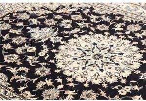 Tappeto Nain Kashmar Medaglione Floreale Blu Scuro Avorio 165x246 Cm