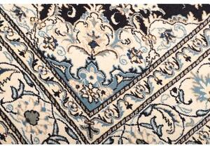 Tappeto Nain Kashmar Medaglione Floreale Blu Scuro Avorio 165x246 Cm