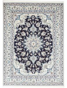 Tappeto Nain Kashmar Medaglione Floreale Blu Scuro Avorio 148x202 Cm