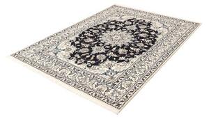 Tappeto Nain Kashmar Medaglione Floreale Blu Scuro Avorio 148x202 Cm