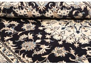 Tappeto Nain Kashmar Medaglione Floreale Blu Scuro Avorio 165x246 Cm
