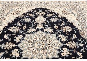 Tappeto Nain Kashmar Medaglione Floreale Blu Scuro Avorio 168x255 Cm