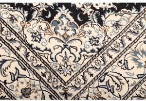 Tappeto Nain Kashmar Medaglione Floreale Blu Notte Avorio 165x245 Cm