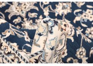 Tappeto Nain Kashmar Medaglione Floreale Blu Avorio 155x202 Cm