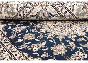 Tappeto Nain Kashmar Medaglione Floreale Blu Scuro Avorio 152x204 Cm