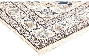Tappeto Nain Kashmar Medaglione Floreale Blu Scuro Avorio 152x204 Cm