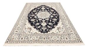 Tappeto Nain Kashmar Medaglione Floreale Blu Scuro Avorio 168x255 Cm
