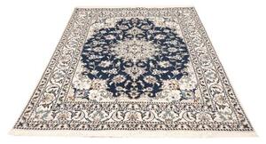 Tappeto Nain Kashmar Medaglione Floreale Blu Avorio 155x202 Cm