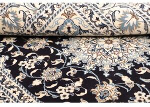 Tappeto Nain Kashmar Medaglione Floreale Blu Scuro Avorio 148x202 Cm