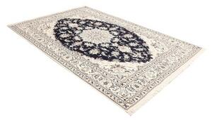 Tappeto Nain Kashmar Medaglione Floreale Blu Scuro Avorio 168x255 Cm