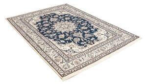 Tappeto Nain Kashmar Medaglione Floreale Blu Scuro Avorio 152x204 Cm