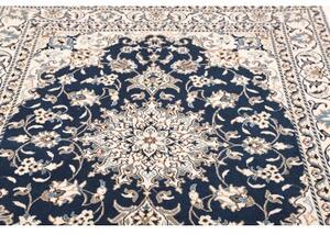 Tappeto Nain Kashmar Medaglione Floreale Blu Avorio 155x202 Cm