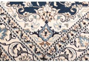 Tappeto Nain Kashmar Medaglione Floreale Blu Avorio 155x202 Cm