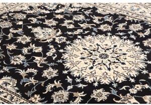 Tappeto Nain Kashmar Medaglione Floreale Blu Notte Avorio 165x245 Cm