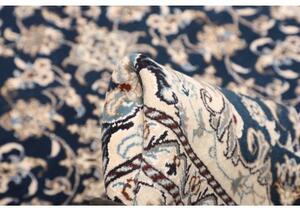 Tappeto Nain Kashmar Medaglione Floreale Blu Scuro Avorio 152x204 Cm
