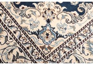 Tappeto Nain Kashmar Medaglione Floreale Blu Scuro Avorio 152x204 Cm