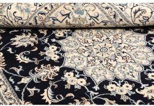 Tappeto Nain Kashmar Medaglione Floreale Blu Scuro Avorio 168x255 Cm