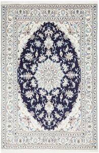 Tappeto Nain Kashmar Medaglione Floreale Blu Scuro Avorio 168x255 Cm