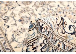 Tappeto Nain Kashmar Medaglione Floreale Avorio Blu 152x198 Cm