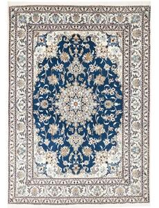 Tappeto Nain Kashmar Medaglione Floreale Blu Avorio 150x210 Cm