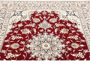 Tappeto Nain Kashmar Medaglione Floreale Rosso Avorio 144x198 Cm