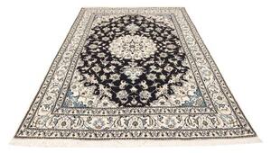 Tappeto Nain Kashmar Medaglione Floreale Blu Scuro Avorio 165x246 Cm