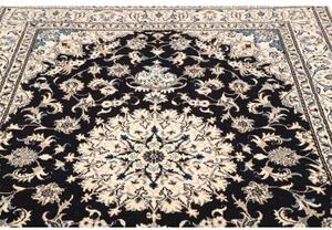 Tappeto Nain Kashmar Medaglione Floreale Blu Scuro Avorio 165x246 Cm