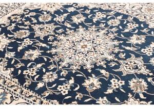 Tappeto Nain Kashmar Medaglione Floreale Blu Avorio 155x202 Cm