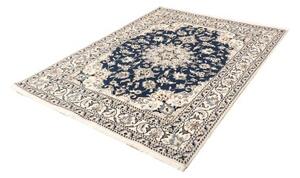 Tappeto Nain Kashmar Medaglione Floreale Blu Avorio 153x207 Cm