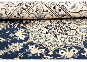 Tappeto Nain Kashmar Medaglione Floreale Blu Avorio 168x240 Cm