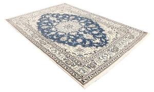 Tappeto Nain Kashmar Medaglione Floreale Blu Avorio 168x240 Cm