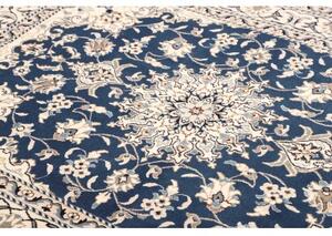 Tappeto Nain Kashmar Medaglione Floreale Blu Avorio 153x207 Cm