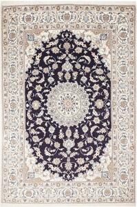Tappeto Nain Kashmar Medaglione Floreale Blu Scuro Avorio 196x289 Cm