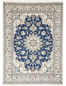 Tappeto Nain Kashmar Medaglione Floreale Blu Avorio 153x207 Cm