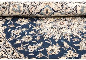 Tappeto Nain Kashmar Medaglione Floreale Blu Avorio 153x207 Cm