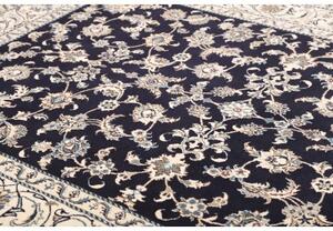 Tappeto Nain Kashmar Floreale Blu Scuro Bianco Avorio 188x282 Cm