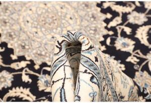 Tappeto Nain Kashmar Medaglione Floreale Blu Scuro Avorio 183x305 Cm