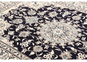 Tappeto Nain Kashmar Medaglione Floreale Blu Scuro Avorio 150x215 Cm