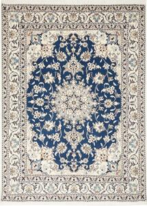 Tappeto Nain Kashmar Medaglione Floreale Blu Avorio 168x240 Cm