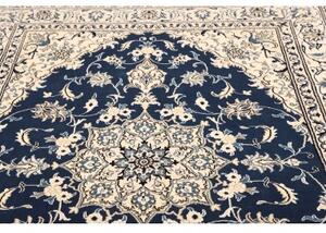 Tappeto Nain Kashmar Medaglione Floreale Blu Avorio 168x240 Cm