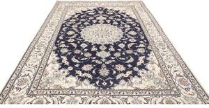 Tappeto Nain Kashmar Medaglione Floreale Blu Notte Avorio 198x292 Cm