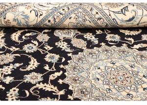 Tappeto Nain Kashmar Medaglione Floreale Blu Scuro Avorio 183x305 Cm