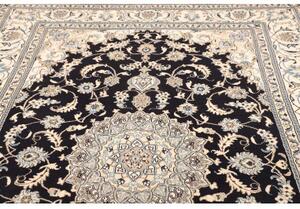 Tappeto Nain Kashmar Medaglione Floreale Blu Scuro Avorio 183x305 Cm