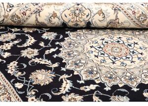 Tappeto Nain Kashmar Medaglione Floreale Blu Scuro Avorio 196x289 Cm