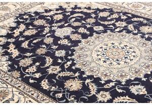 Tappeto Nain Kashmar Medaglione Floreale Blu Notte Avorio 198x292 Cm