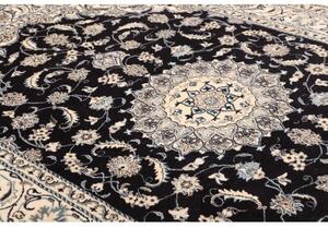 Tappeto Nain Kashmar Medaglione Floreale Marrone Scuro Avorio 203x288 Cm