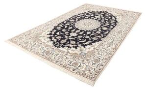 Tappeto Nain Kashmar Medaglione Floreale Blu Scuro Avorio 196x289 Cm