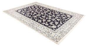 Tappeto Nain Kashmar Floreale Blu Scuro Bianco Avorio 188x282 Cm
